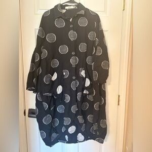 Cheyenne art to wear linen dress size s/m oversized button lagomorph